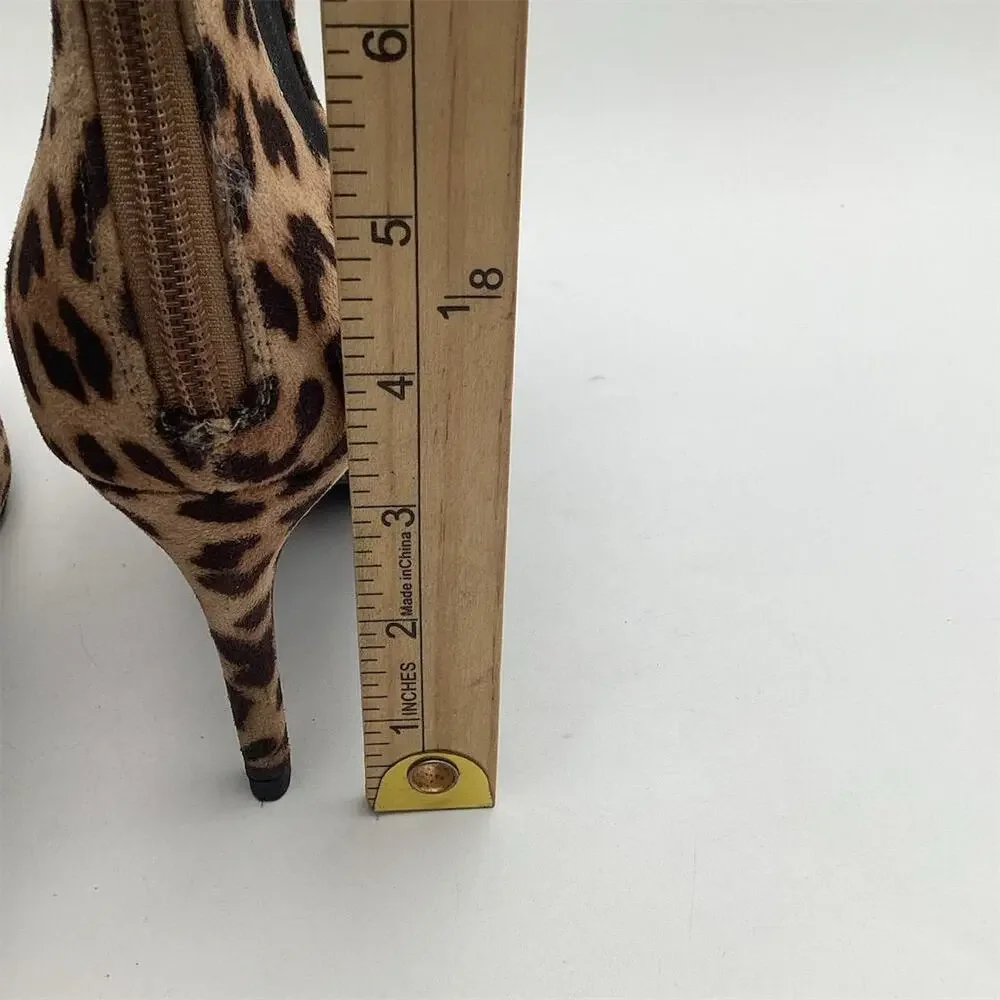 Women's Leopard Print Ankle‎ Booties Size 7.5 Stiletto Heel